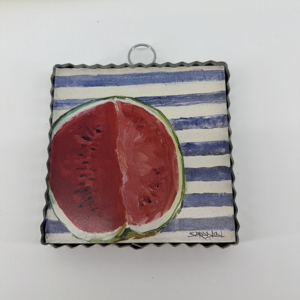 The Round Top Collection Mini Watermelon Print Charm 6x6x1 Summertime Decor